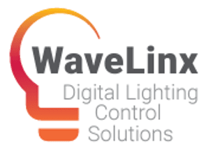 A logo of wavelink, digital lighting control solutions.